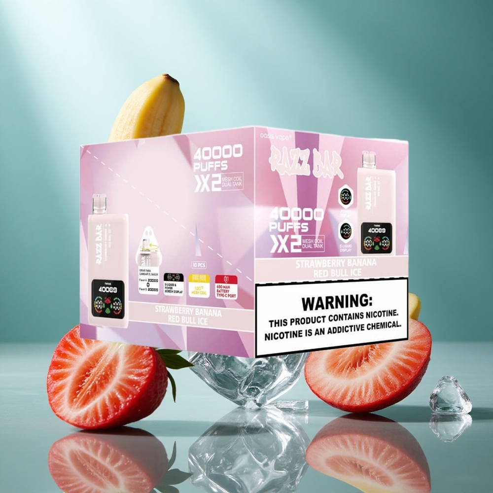 Razz Bar 40000 Puffs Wegwerp Vape Aardbei Banaan_Red Bull Ijs Type-C Poort