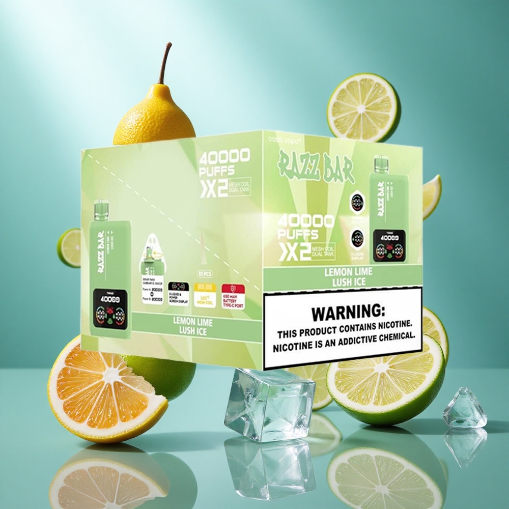 Razz Bar 40000 Puffs Wegwerp Vape Citroen Lime_Lush Ijs met Schermdisplay en Type-C Poort