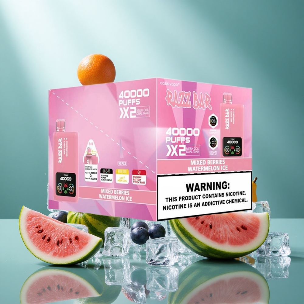 Razz Bar 40000 Puffs Wegwerp Vape Mixed Berries_Watermelon Ice Met Beeldscherm en Type-C Poort