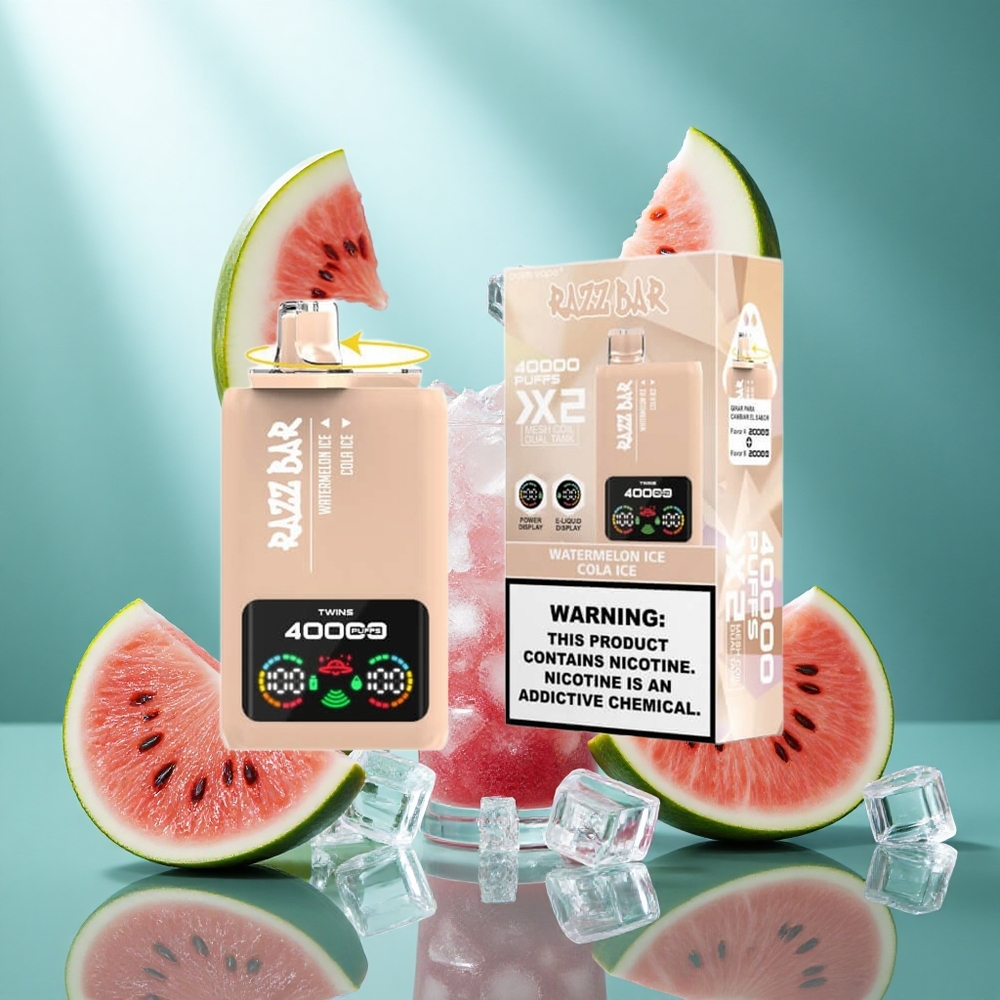 Razz Bar 40000 Puffs Wegwerp Vape Watermeloen IJs_Cola IJs met Power Screen Display en 650 Mah Battery Type-C Port