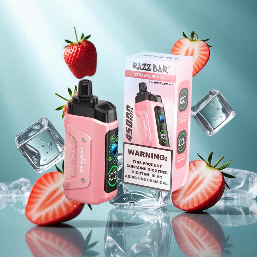 Razz Bar 45000 Puffs Wegwerp Vape Aardbei IJs met 10 Ohm Mesh Coil  Type-C Oplaadbaar