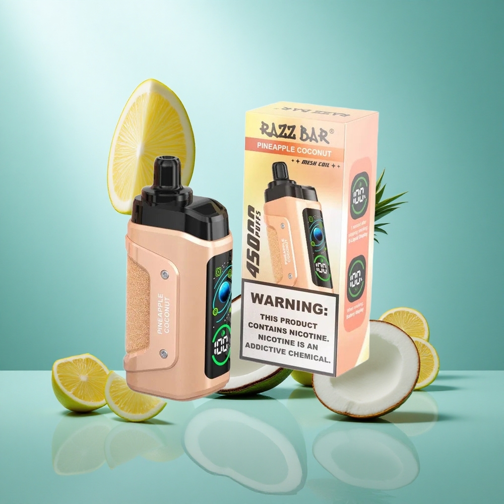 Razz Bar 45000 Puffs Wegwerp Vape Ananas Kokosnoot Met Type-C Oplaadbaar  Instelbare Luchtstroom
