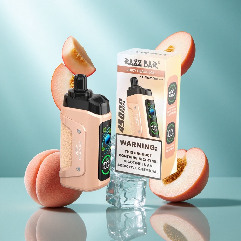 Razz Bar 45000 Puffs Wegwerp Vape Juicy Peach Ice met 10 Ohm Mesh Coil en Type-C Oplaadbaar