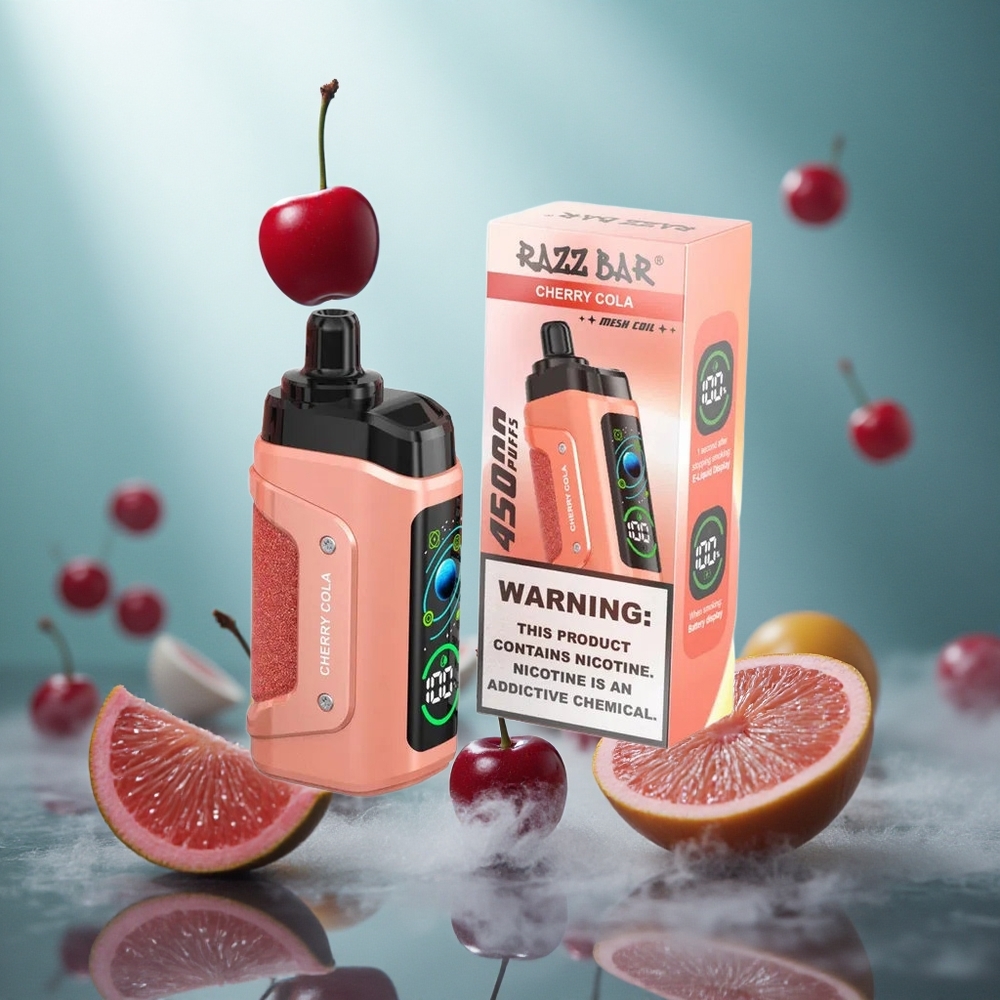 Razz Bar 45000 Puffs Wegwerp Vape Kersen Cola met 10 Ohm Mesh Coil  Type-C Oplaadbaar