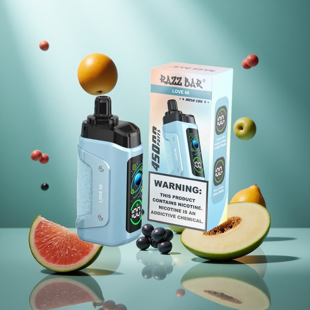 Razz Bar 45000 Puffs Wegwerp Vape Liefde 66 met 20 mg/ml Nicotine Sterkte en Aanpasbare Luchtstroom