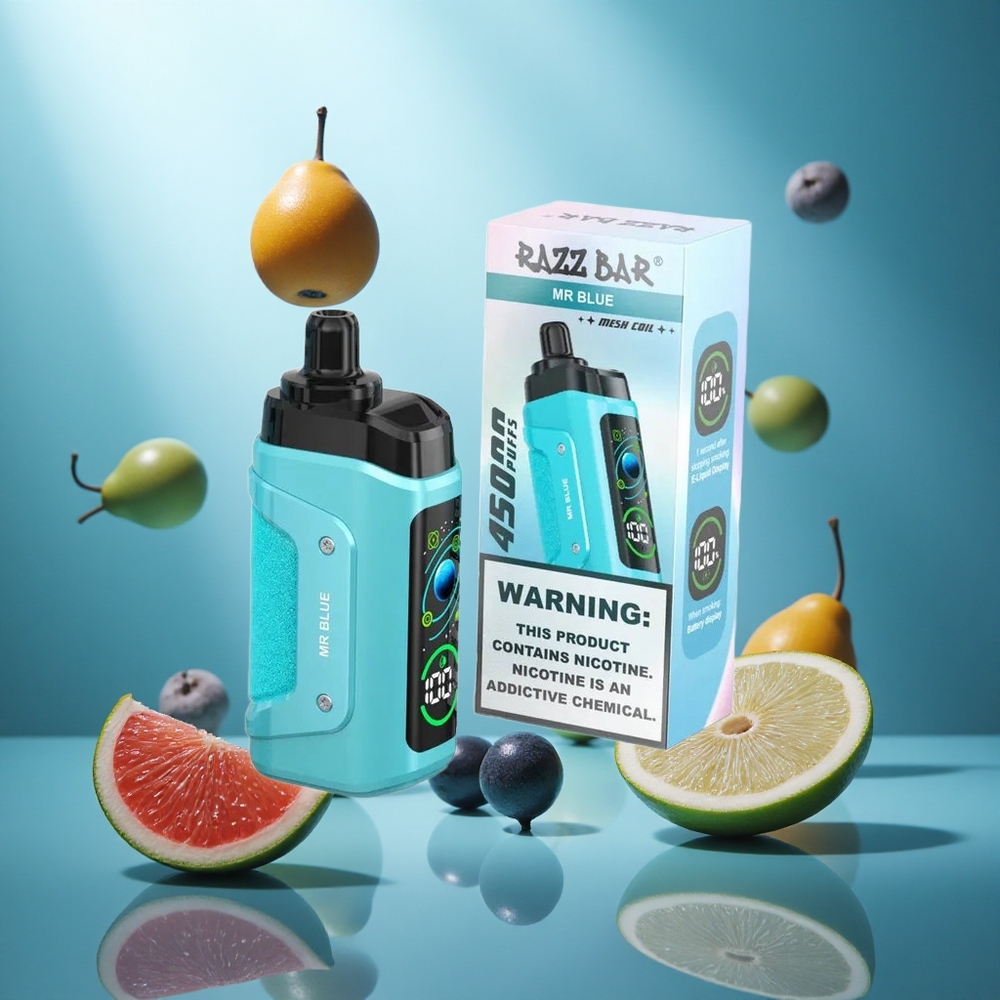 Razz Bar 45000 Puffs Wegwerp Vape Mr Blauw met 10 Ohm Mesh Coil  Type-C Oplaadbaar