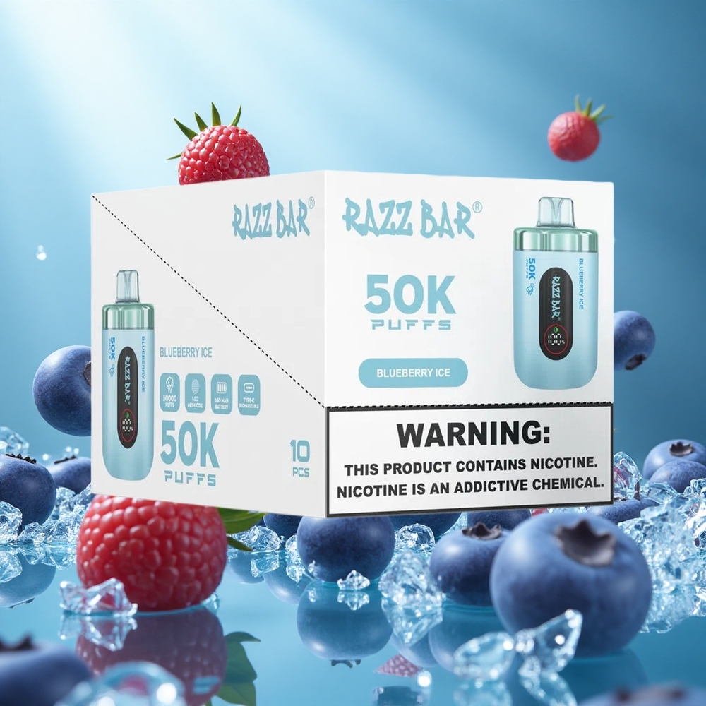 Razz Bar 50K Puffs Wegwerp Vape Bosbes IJs Type-C Oplaadbaar