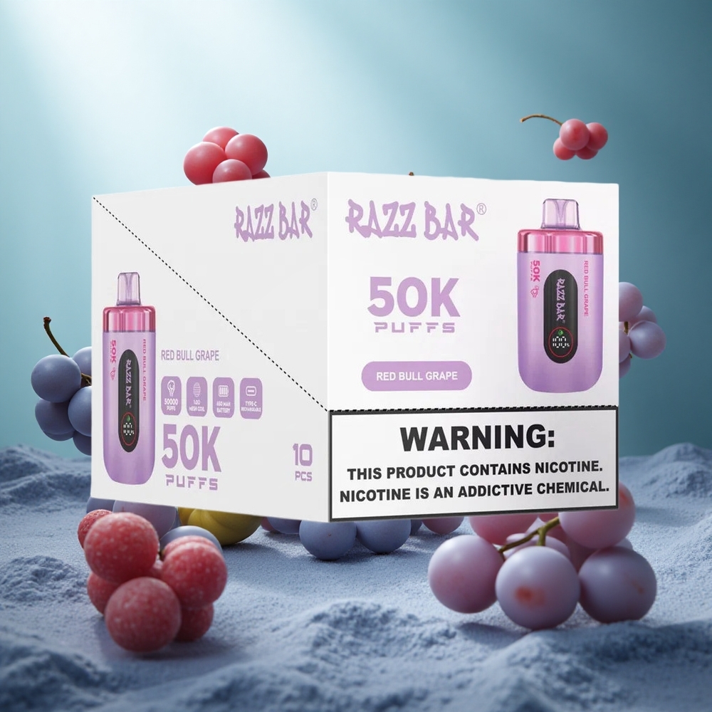 Razz Bar 50K Puffs Wegwerp Vape Rode Stier Druif en Framboos – 50000 Puffs 2 Nicotine