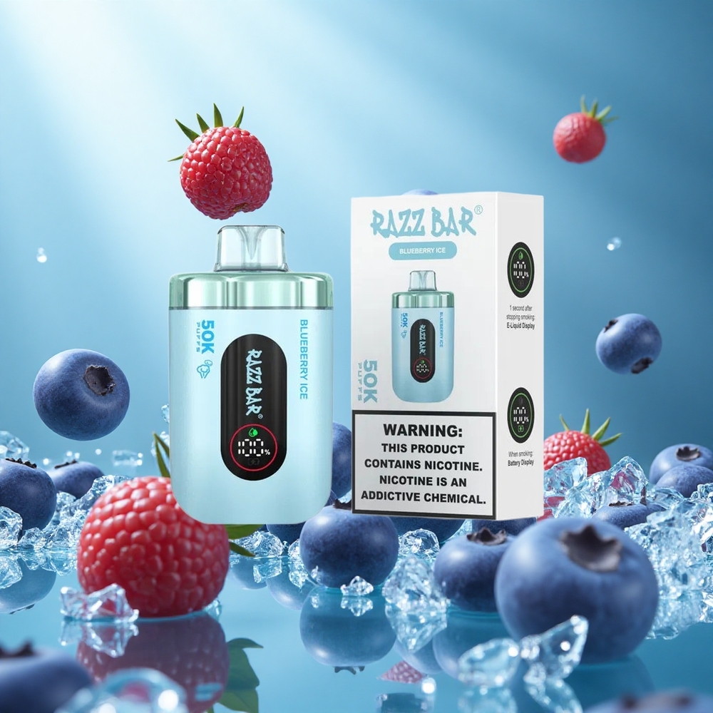 Razz Bar 50K Puffs Wegwerp Vape Bosbes IJs Type-C Oplaadbaar