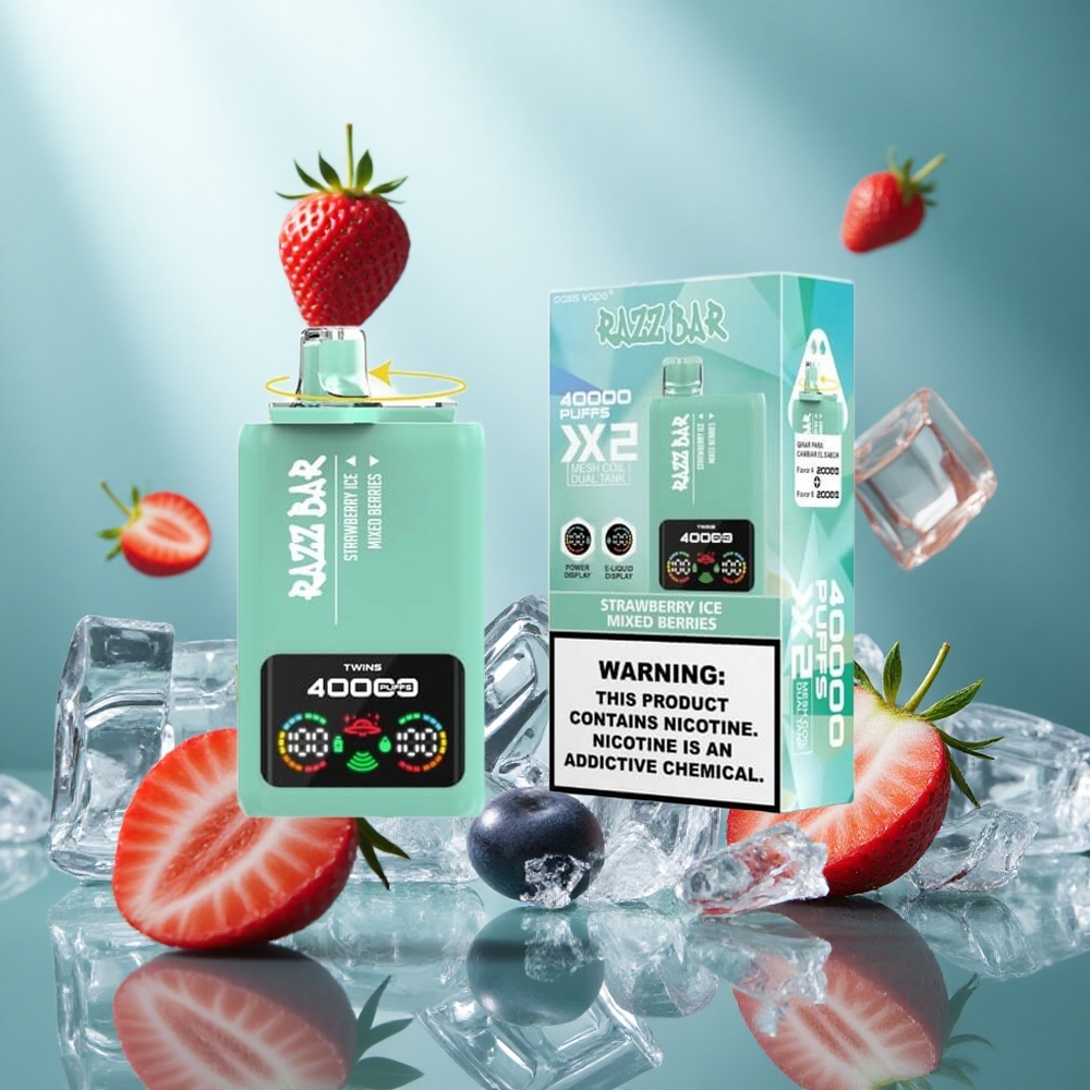 Razz Bar 40000 Puffs Wegwerp Vape Aardbei IJs_Gemengde Bessen met 650 Mah Batterij Type-C Poort