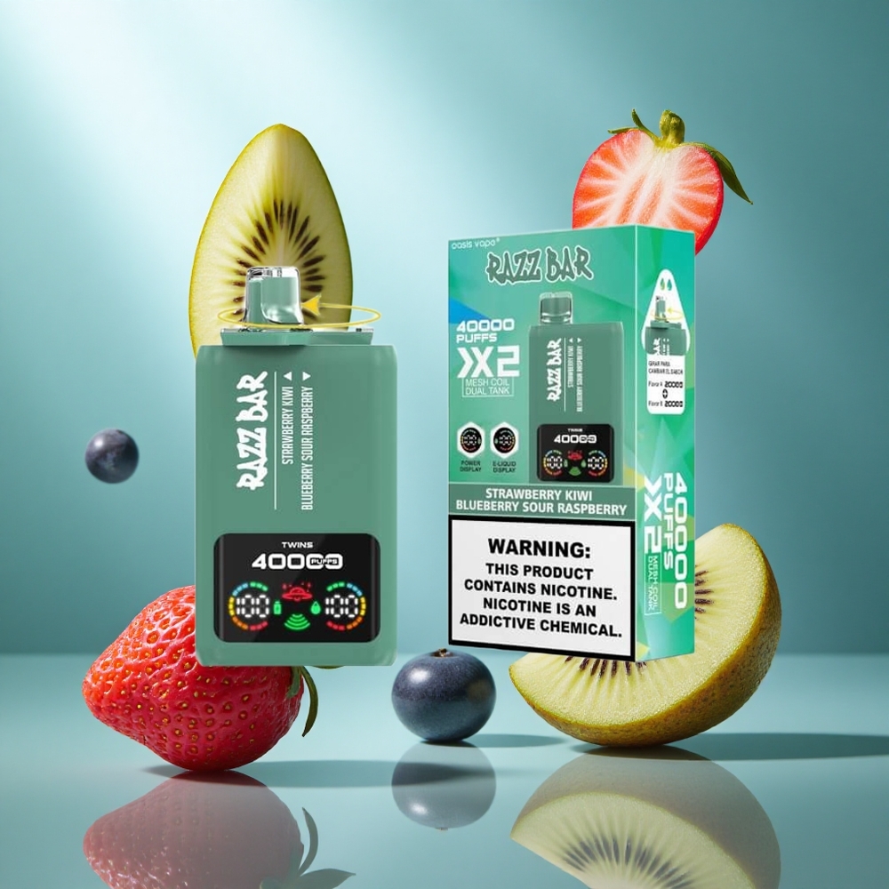 Razz Bar 40000 Puffs Wegwerp Vape Aardbei Kiwi_Blauwe Bes Zure Framboos met Power Schermweergave en Type-C Poort