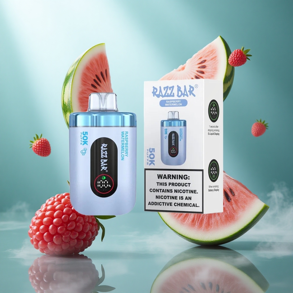 Razz Bar 50K Puffs Wegwerp Vape Framboos Watermeloen Met 50000 Puffs & Type-C Oplaadbaar