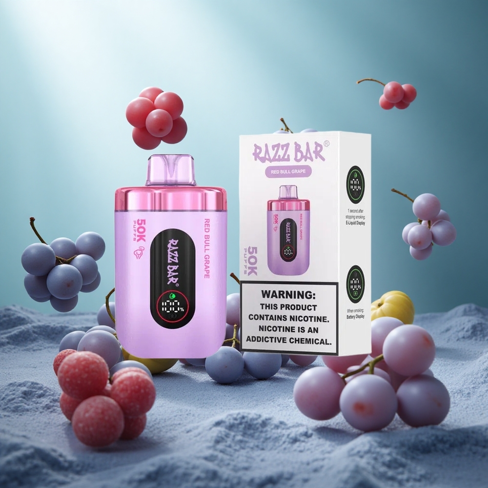 Razz Bar 50K Puffs Wegwerp Vape Rode Stier Druif en Framboos – 50000 Puffs, 2% Nicotine