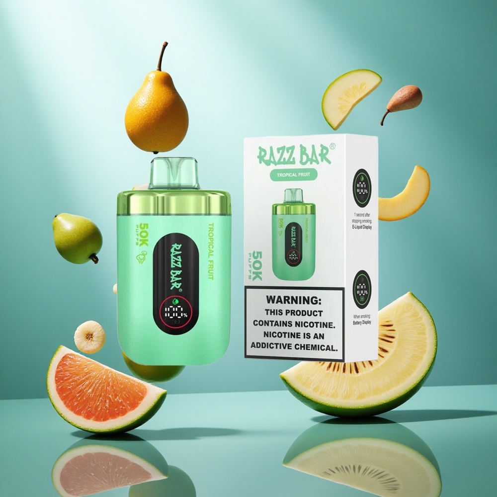 Razz Bar 50K Puffs Wegwerp Vape Tropisch Fruit & Razz - Tot 50000 Puffs - 2% Nicotine