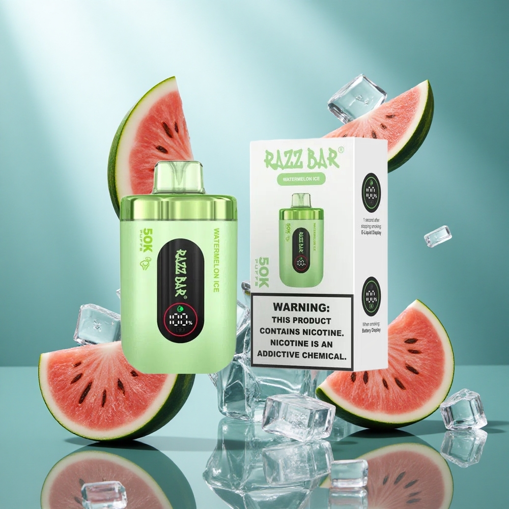 Razz Bar 50K Puffs Wegwerp Vape Watermeloen Ijs met 1.0 Ohm Mesh Coil & Type-C Oplaadbaar