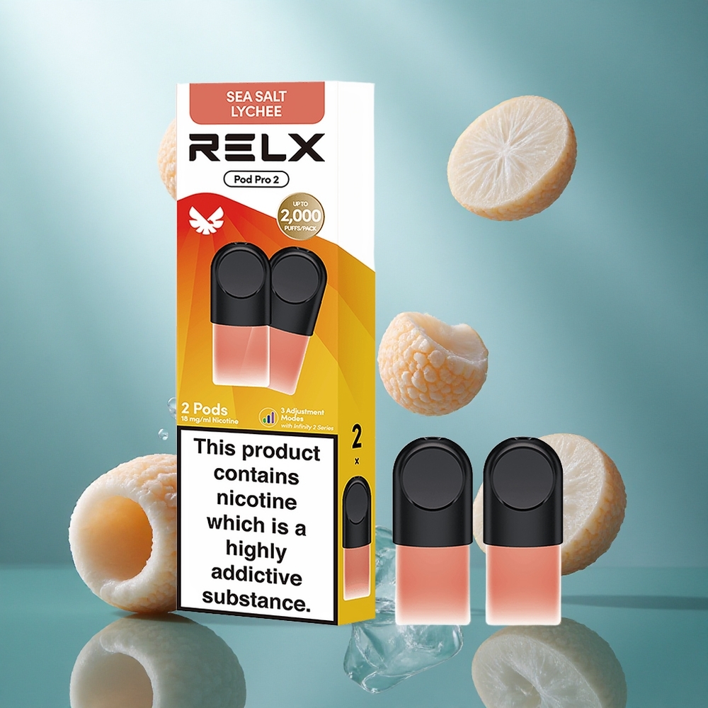 RELX Pod Pro 2 600 Puffs Lychee Zeezout 1,9ml Vloeistof 3 Vermogensstanden
