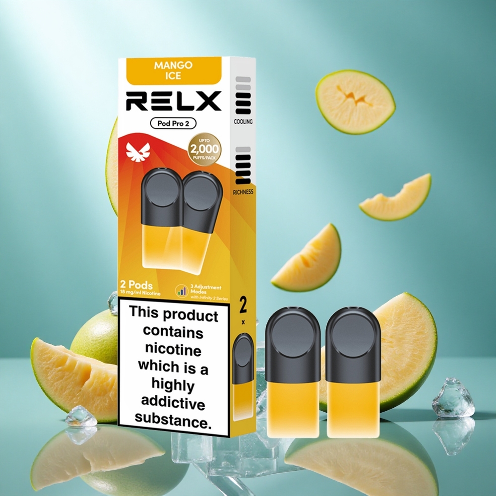 RELX Pod Pro 2 600 Puffs Mango IJs – Nicotinegehalte: 1,8%