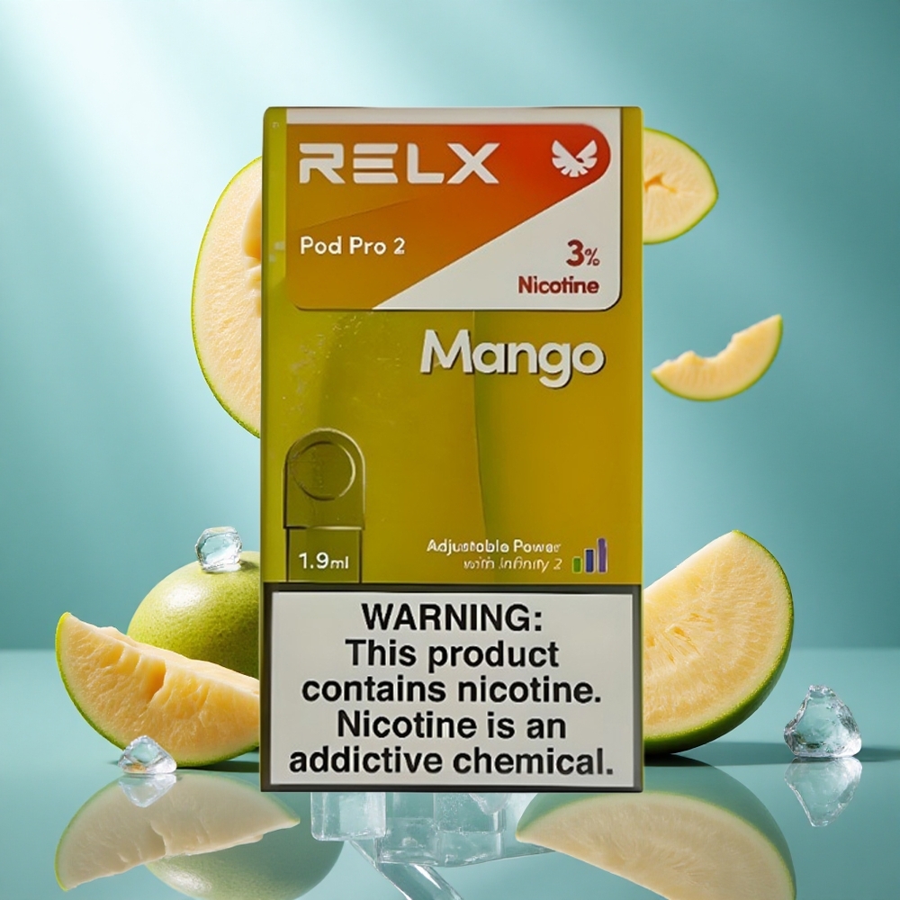 RELX Pod Pro 2 600 Puffs Mango IJs – Nicotinegehalte: 3%, Capaciteit: 1.9ml